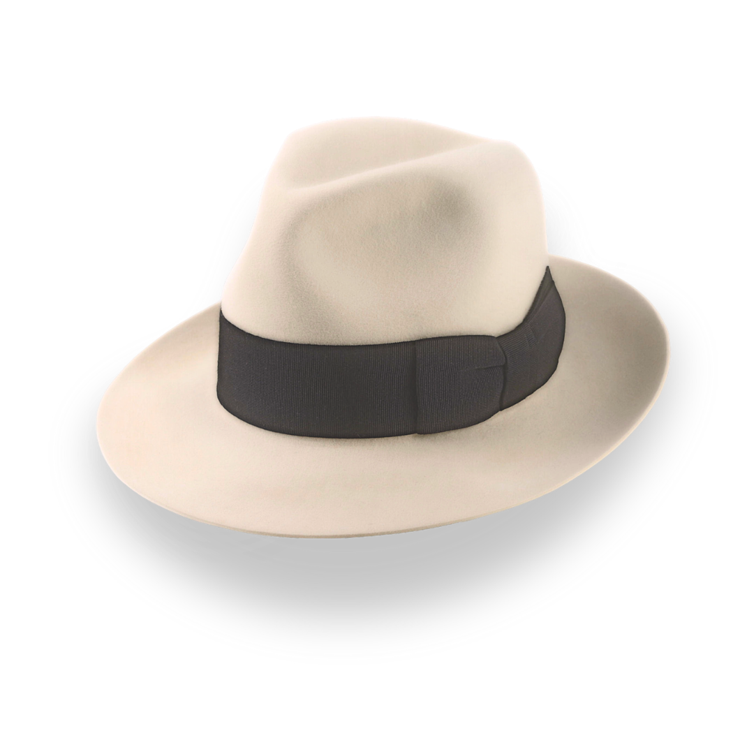 Classic Center Dent Fedora Hat in Cream Fur Felt  | The Caliber - Agnoulita Hats 1 