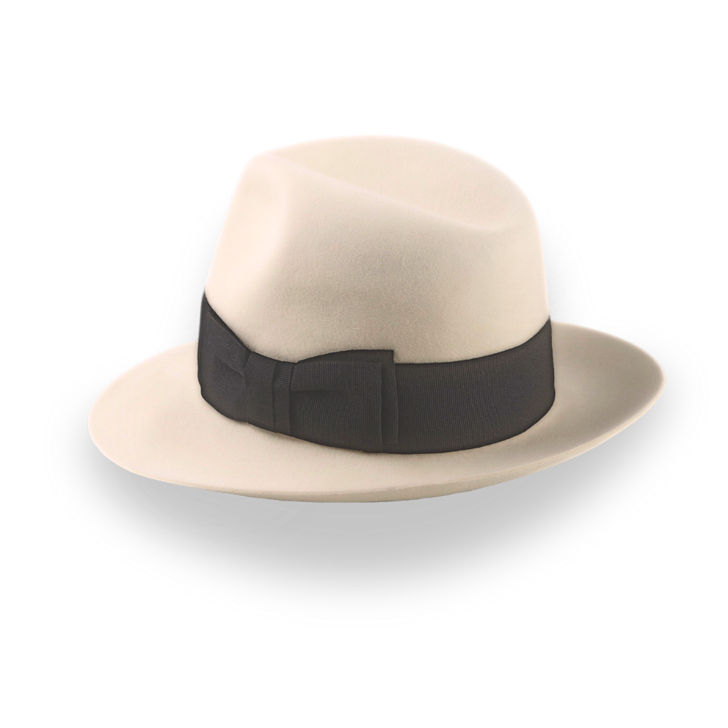 Classic Center Dent Fedora Hat in Cream Fur Felt  | The Caliber - Agnoulita Hats 3 