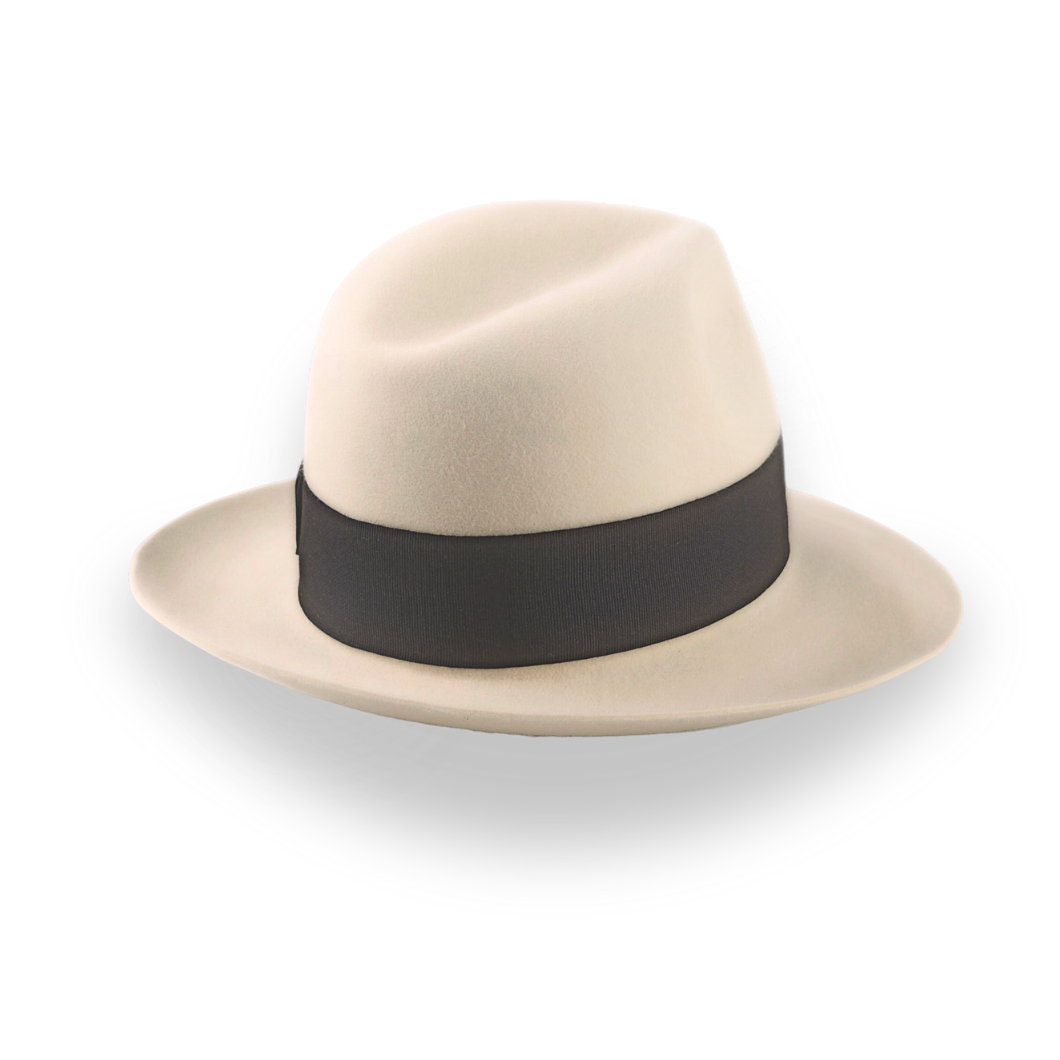 Classic Center Dent Fedora Hat in Cream Fur Felt  | The Caliber - Agnoulita Hats 4 