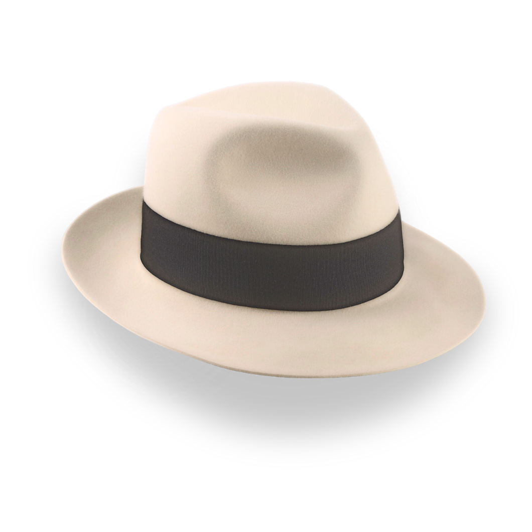 Classic Center Dent Fedora Hat in Cream Fur Felt  | The Caliber - Agnoulita Hats 6 