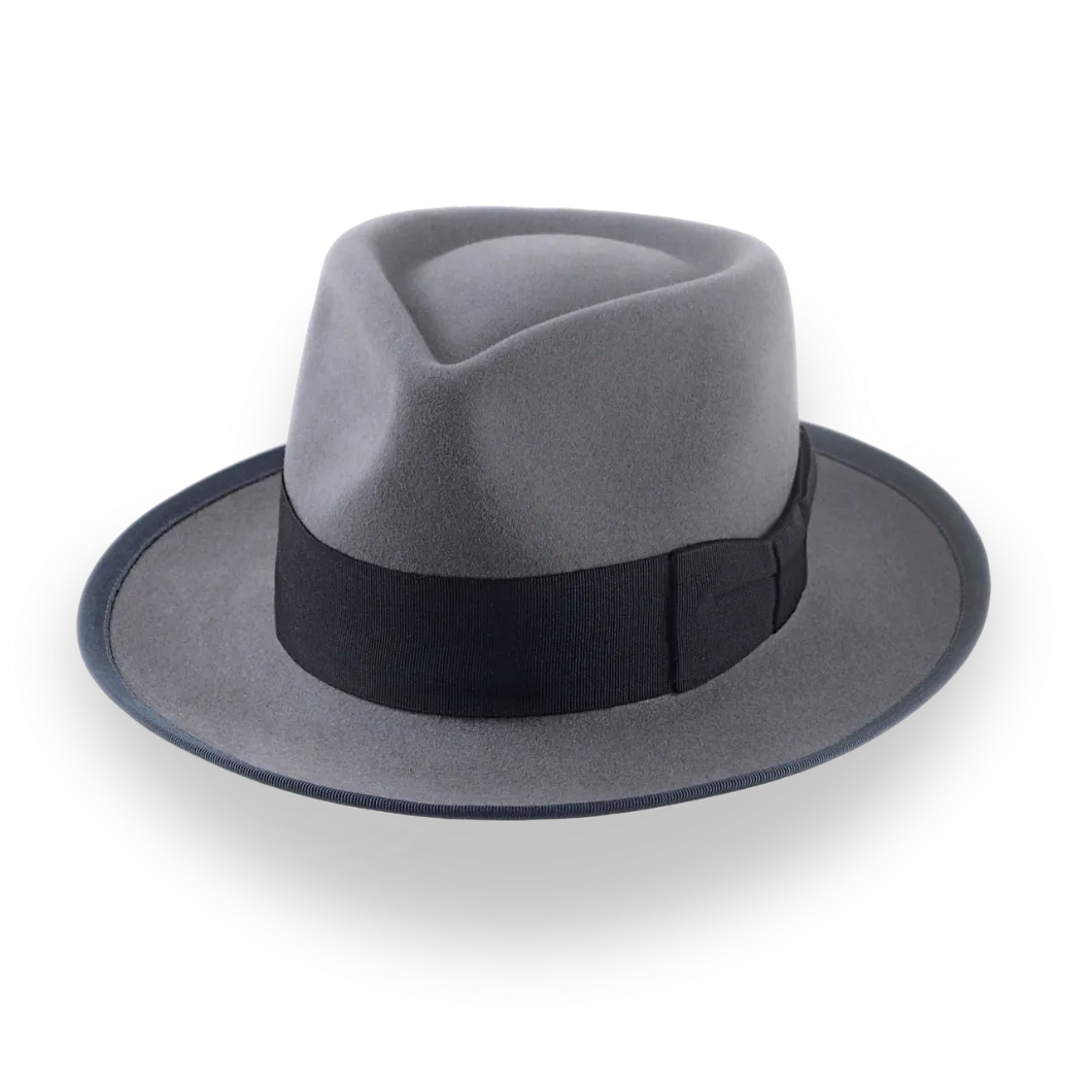 Classic Men's Fedora Hat In Grey Beaver Fur Felt | The Patron - Agnoulita Hats 1 