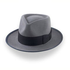 Chapéu Fedora clássico para homem em feltro de pele de castor cinzento | The Patron