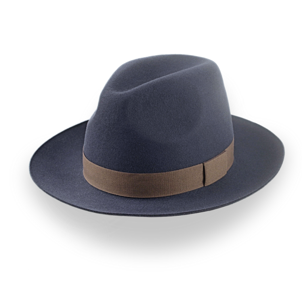 Classic Men's Fedora in Dark Slate Grey Fur Felt | The Senator - Agnoulita Hats 1 