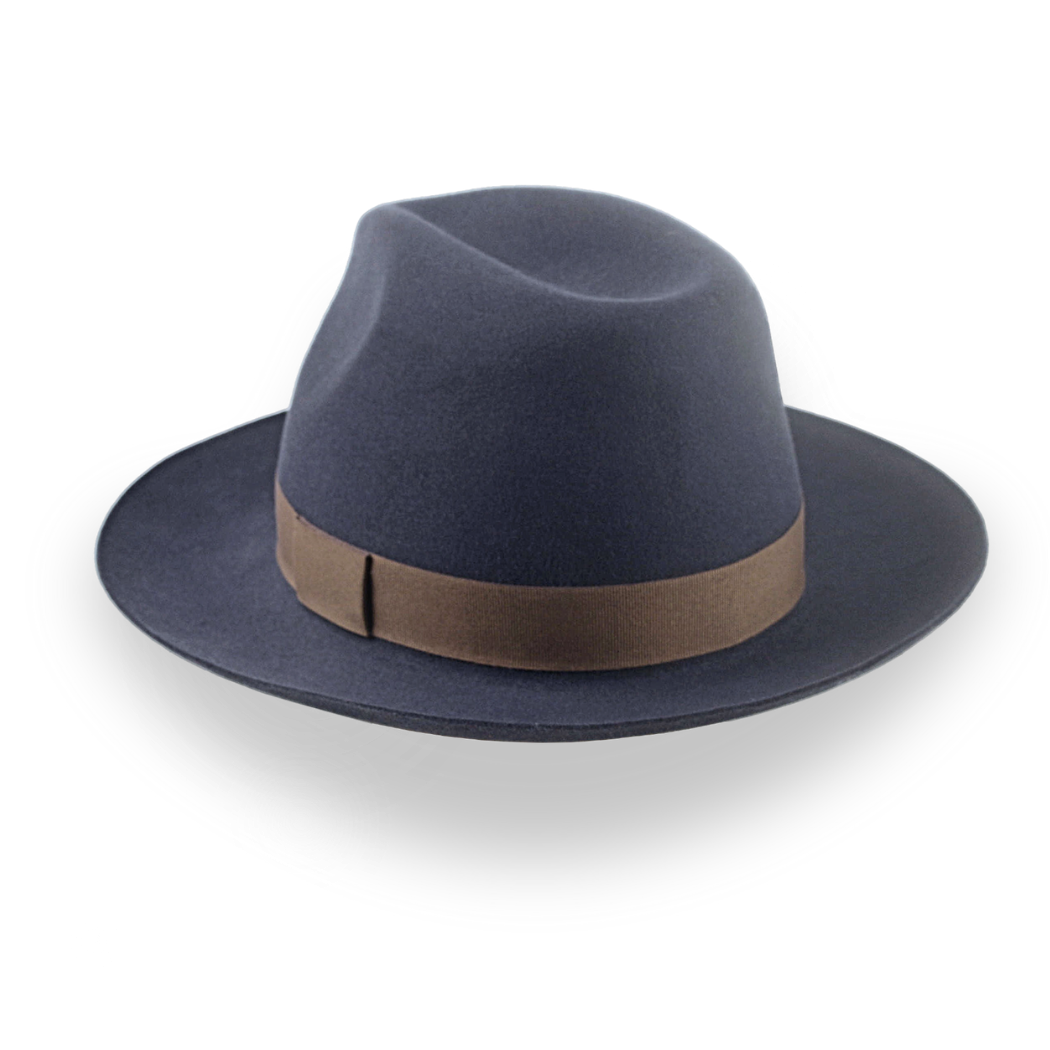 Classic Men's Fedora in Dark Slate Grey Fur Felt | The Senator - Agnoulita Hats 3 