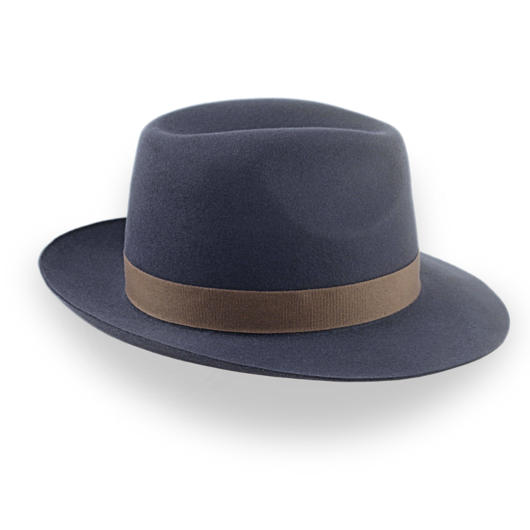Classic Men's Fedora in Dark Slate Grey Fur Felt | The Senator - Agnoulita Hats 5 