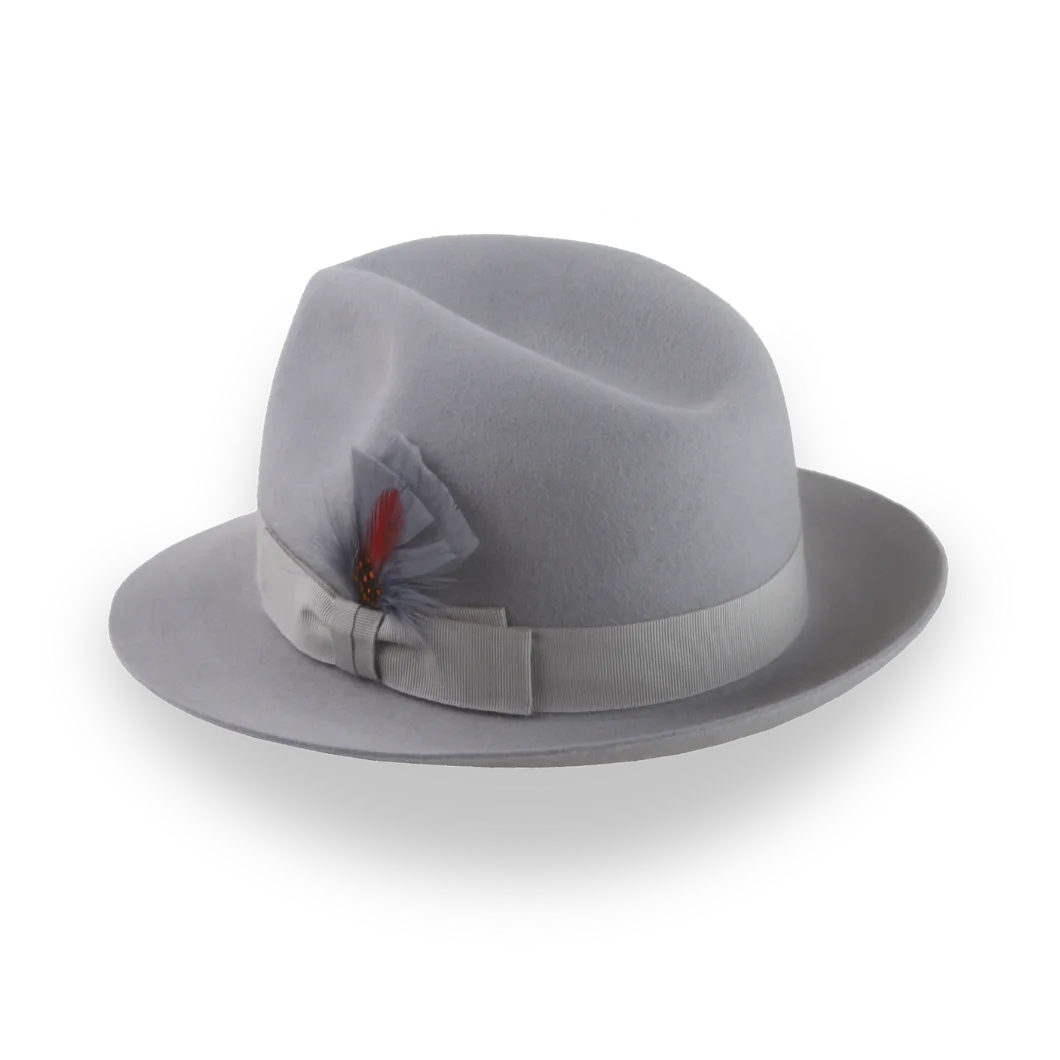 Classic Short Brim Fedora in Light Grey Fur Felt | The Phoenix - Agnoulita Hats 3 
