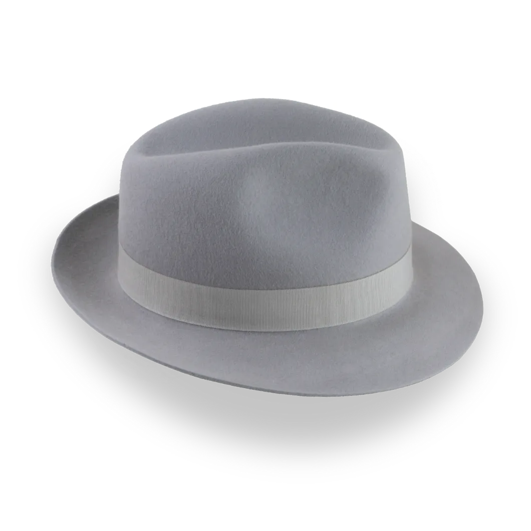 Classic Short Brim Fedora in Light Grey Fur Felt | The Phoenix - Agnoulita Hats 5 