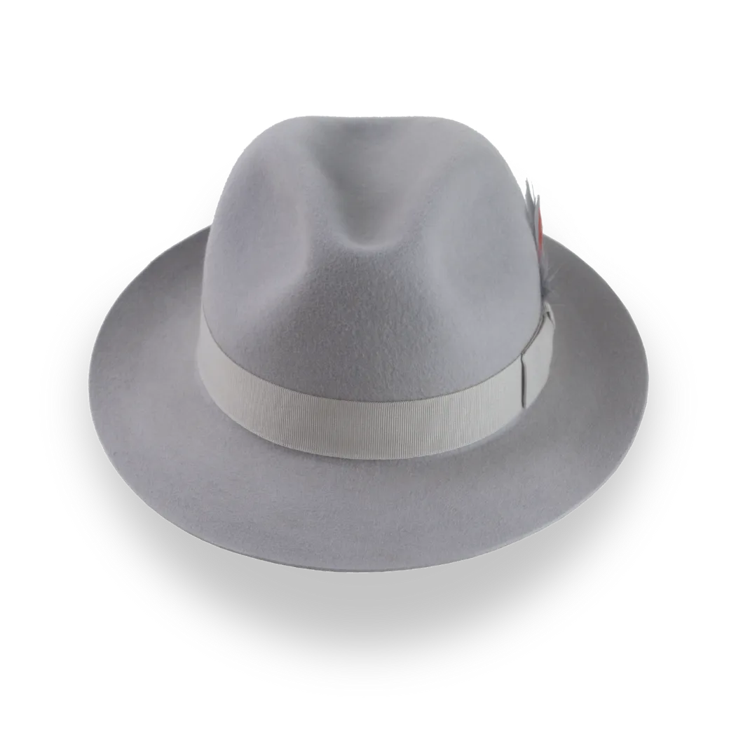 Classic Short Brim Fedora in Light Grey Fur Felt | The Phoenix - Agnoulita Hats 6 
