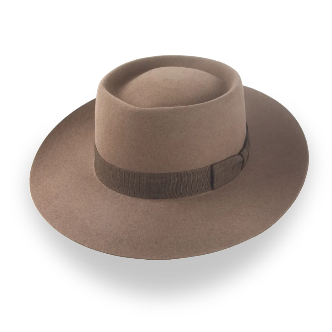 Classic Wide-Brim Porkpie Hat in Premium Beaver Felt | The Oppenheimer - Agnoulita Hats 1 