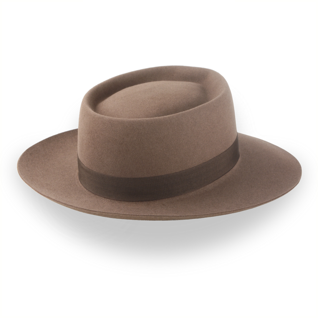 Classic Wide Brim Porkpie Hat in Premium Beaver Felt The Oppenheimer