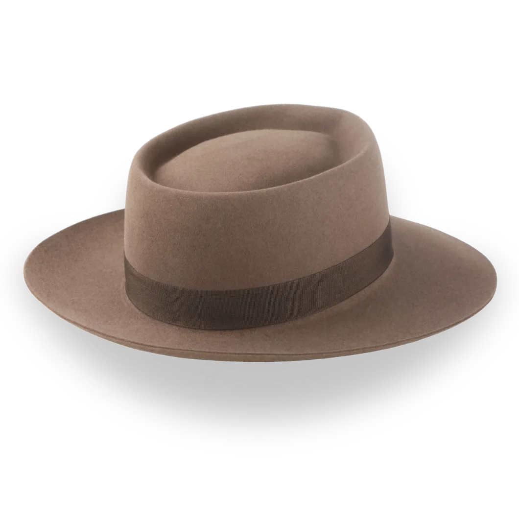 Classic Wide-Brim Porkpie Hat in Premium Beaver Felt | The Oppenheimer - Agnoulita Hats 4 
