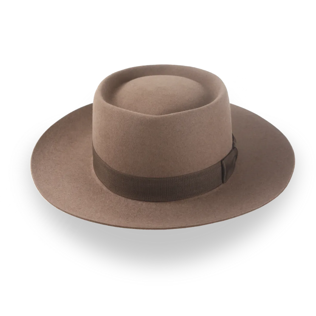 Classic Wide-Brim Porkpie Hat in Premium Beaver Felt | The Oppenheimer - Agnoulita Hats 6 