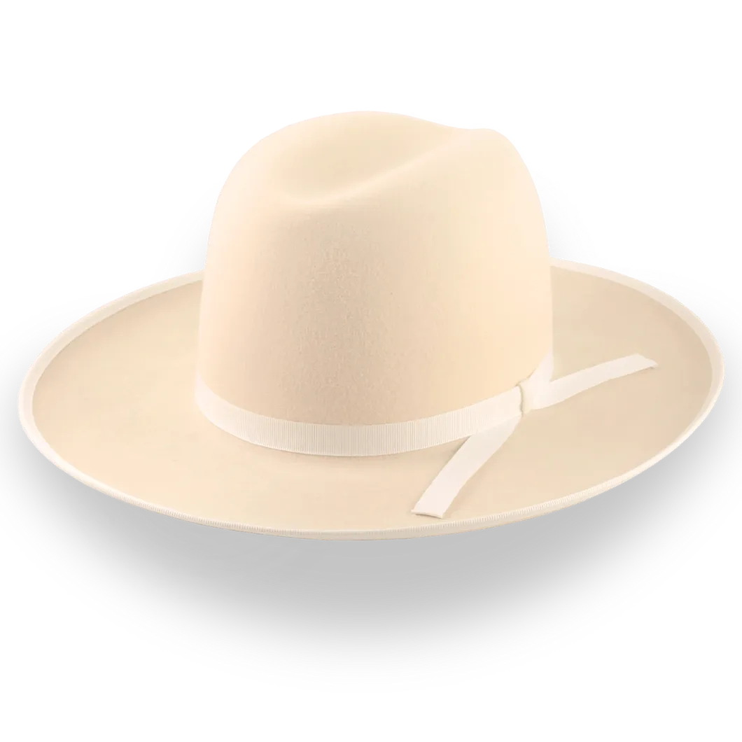 Cream Wide Brim Western Fedora Hat in Malleable Fur Felt | The Wayfarer - Agnoulita Hats 1 