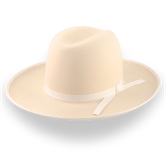 Cappello fedora western a tesa larga color crema in pelliccia malleabile | The Wayfarer