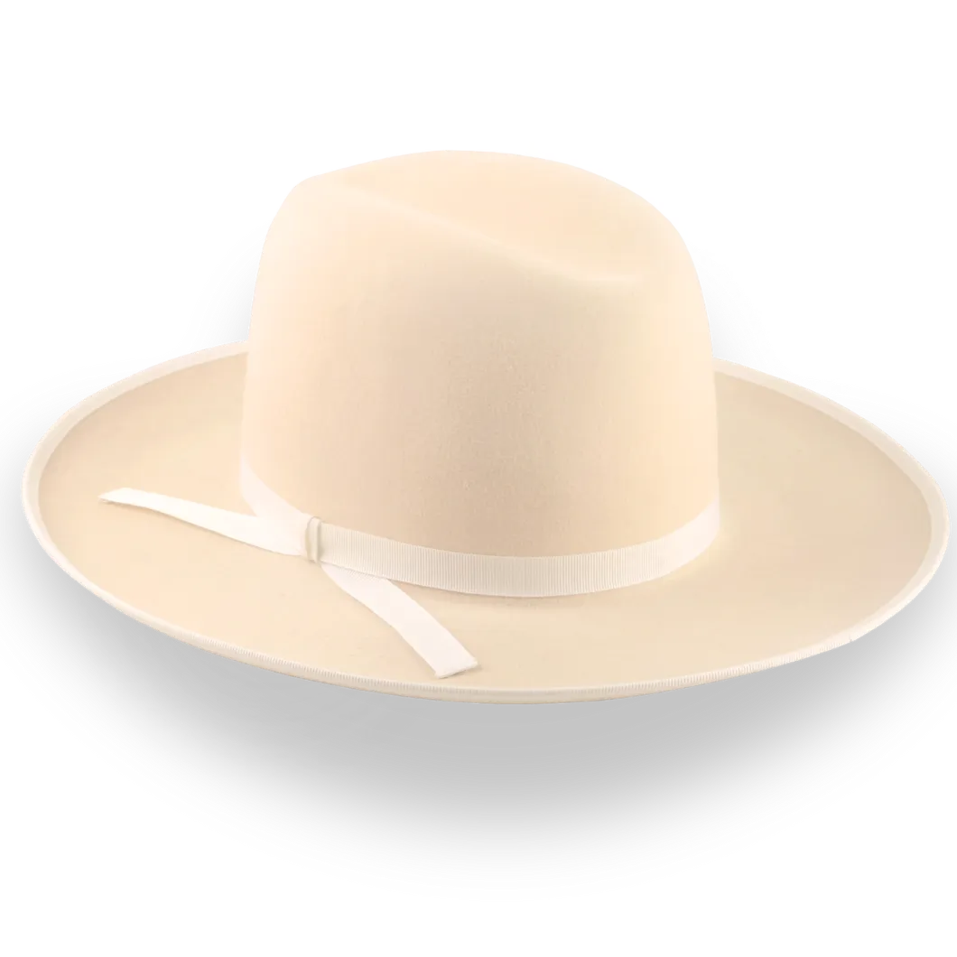 Cream Wide Brim Western Fedora Hat in Malleable Fur Felt | The Wayfarer - Agnoulita Hats 3 