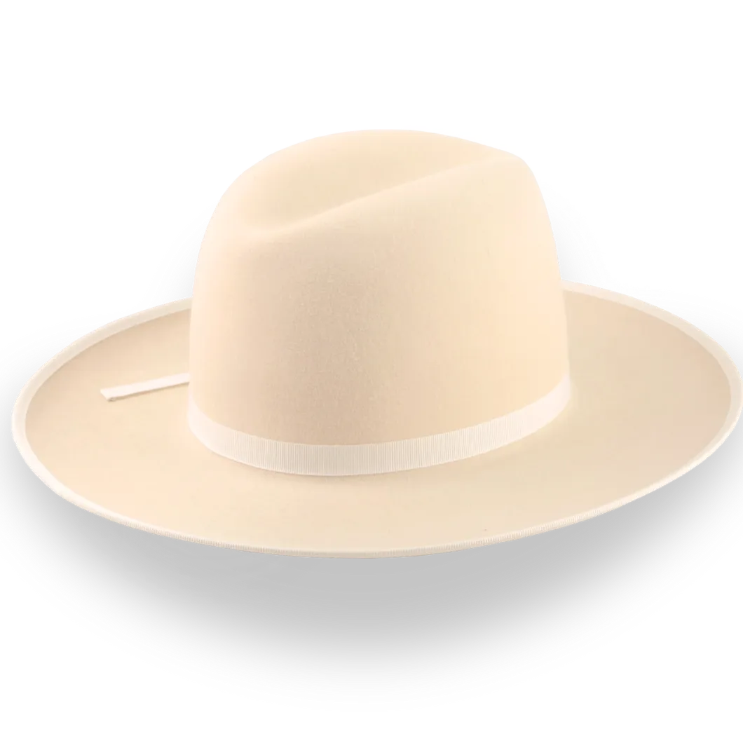 Cream Wide Brim Western Fedora Hat in Malleable Fur Felt | The Wayfarer - Agnoulita Hats 4 