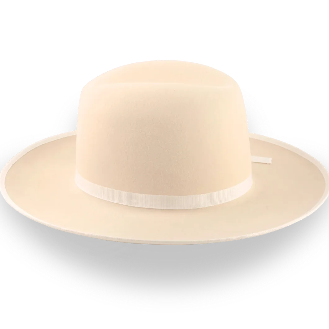 Cream Wide Brim Western Fedora Hat in Malleable Fur Felt | The Wayfarer - Agnoulita Hats 5 
