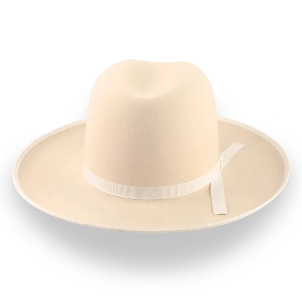 Cream Wide Brim Western Fedora Hat in Malleable Fur Felt | The Wayfarer - Agnoulita Hats 6 