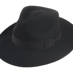 The Pathfinder: angle capturing the hat's overall design, from the felt texture to the ribbon detail | Agnoulita Hats