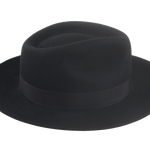 The Pathfinder: detailed shot of the 2 3/4" raw-edge fedora snap brim and sleek silhouette | Agnoulita Hats