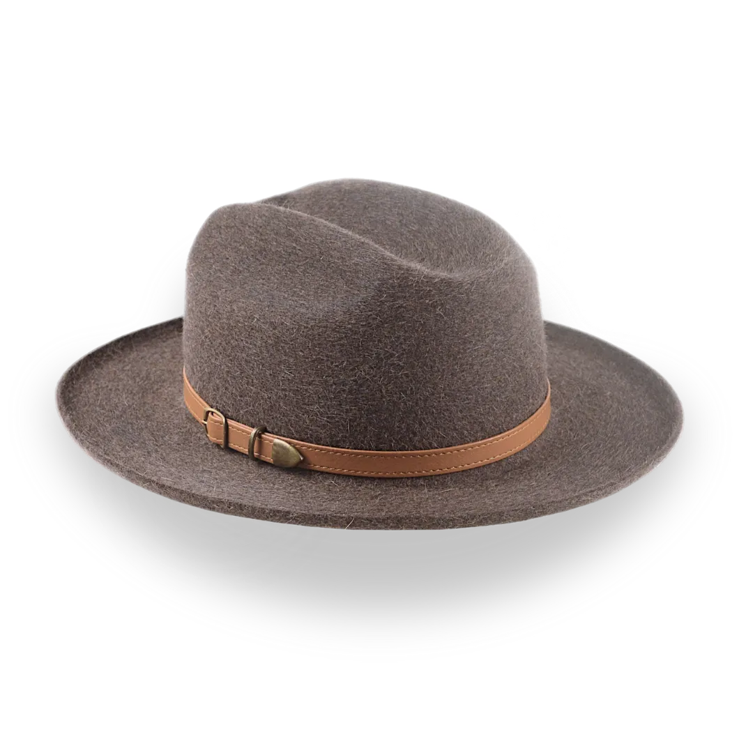 Custom Crafted Open Road Fedora in Mélange Fur Felt | The Tatooine - Agnoulita Hats 3 