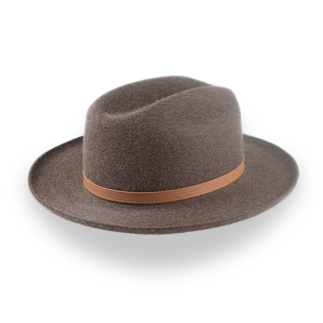Custom Crafted Open Road Fedora in Mélange Fur Felt | The Tatooine - Agnoulita Hats 4 