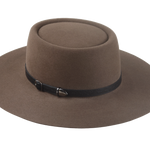 The Pioneer: Angled view capturing the elegant silhouette created by the unique crown and brim design | Agnoulita Hats