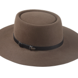 The Pioneer: Angled view capturing the elegant silhouette created by the unique crown and brim design | Agnoulita Hats