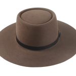 The Pioneer: Front shot emphasizing the 3 5/8-inch raw-edge flat brim for broad coverage | Agnoulita Hats