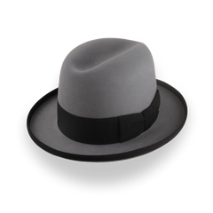 Tilpassbar grå pelsfilt Poirot Homburg Hat | The Cerebelle