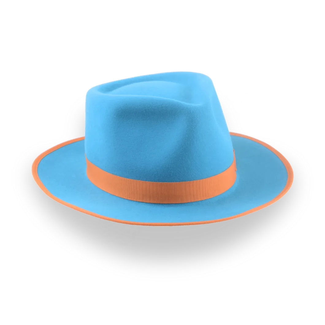 Customizable Sky Blue Fedora with Classic Design | The Equinox - Agnoulita Hats 5 