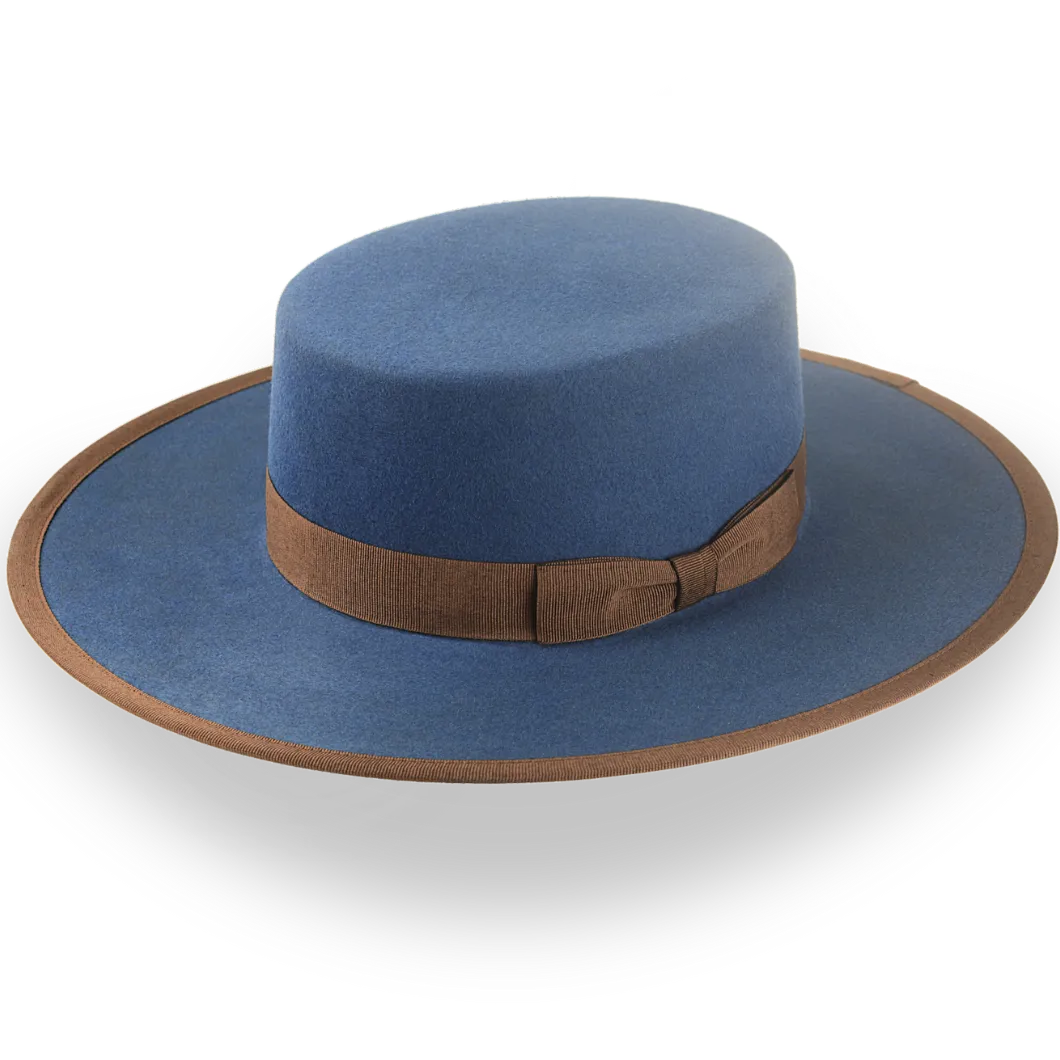 Dark Blue Flat Cowboy Hat in Durable Fur Felt | The Gaucho - Agnoulita Hats 1 