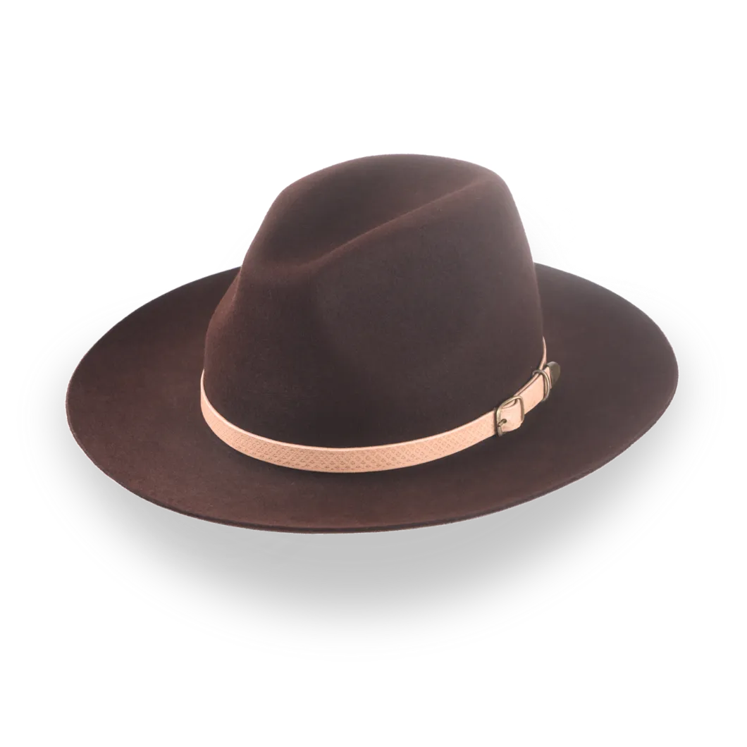 Dark Burgundy Outback Fur Felt Fedora with Leather Hat Belt | The Rebel - Agnoulita Hats 1 