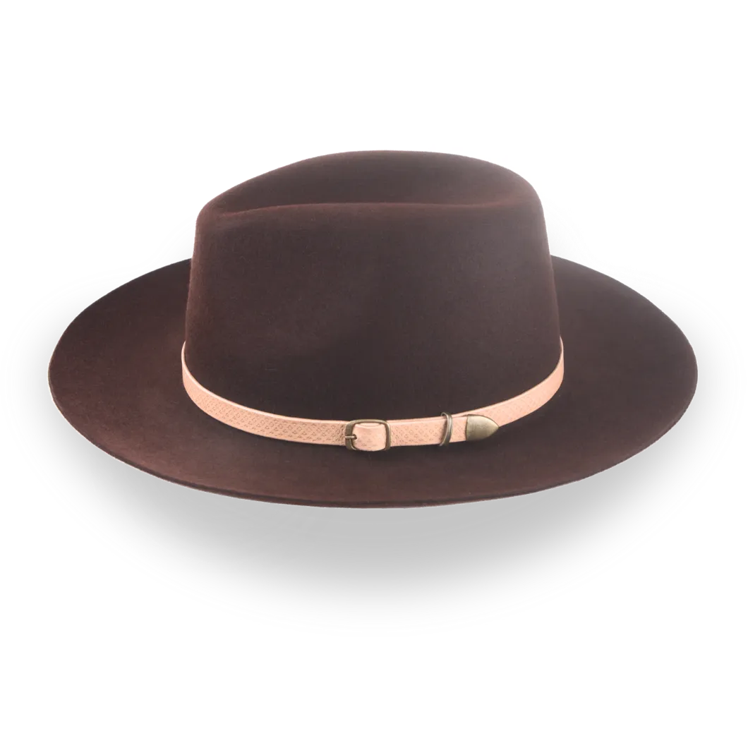 Dark Burgundy Outback Fur Felt Fedora with Leather Hat Belt | The Rebel - Agnoulita Hats 2 
