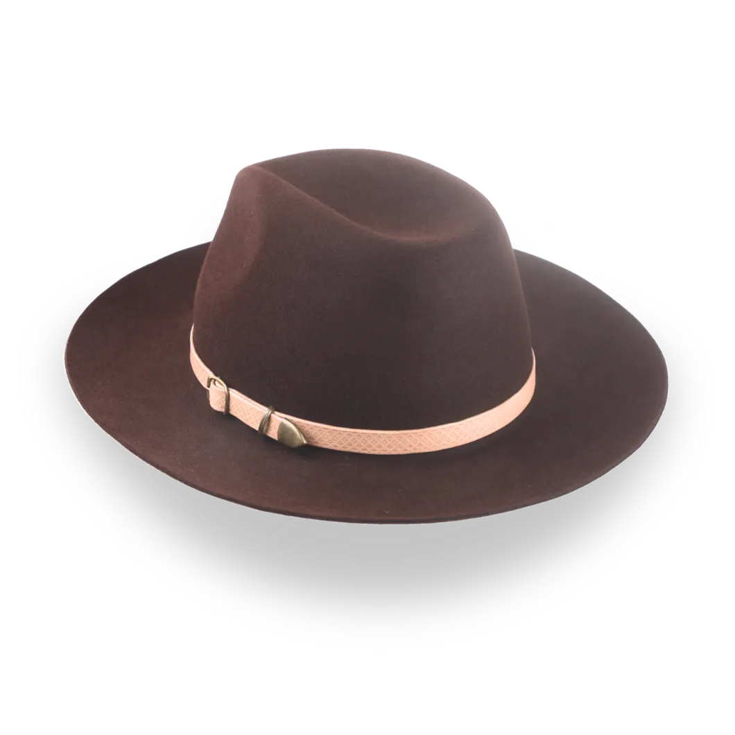 The Rebel | Burgundy Fur Felt Fedora with Leather Belt  display picture 2