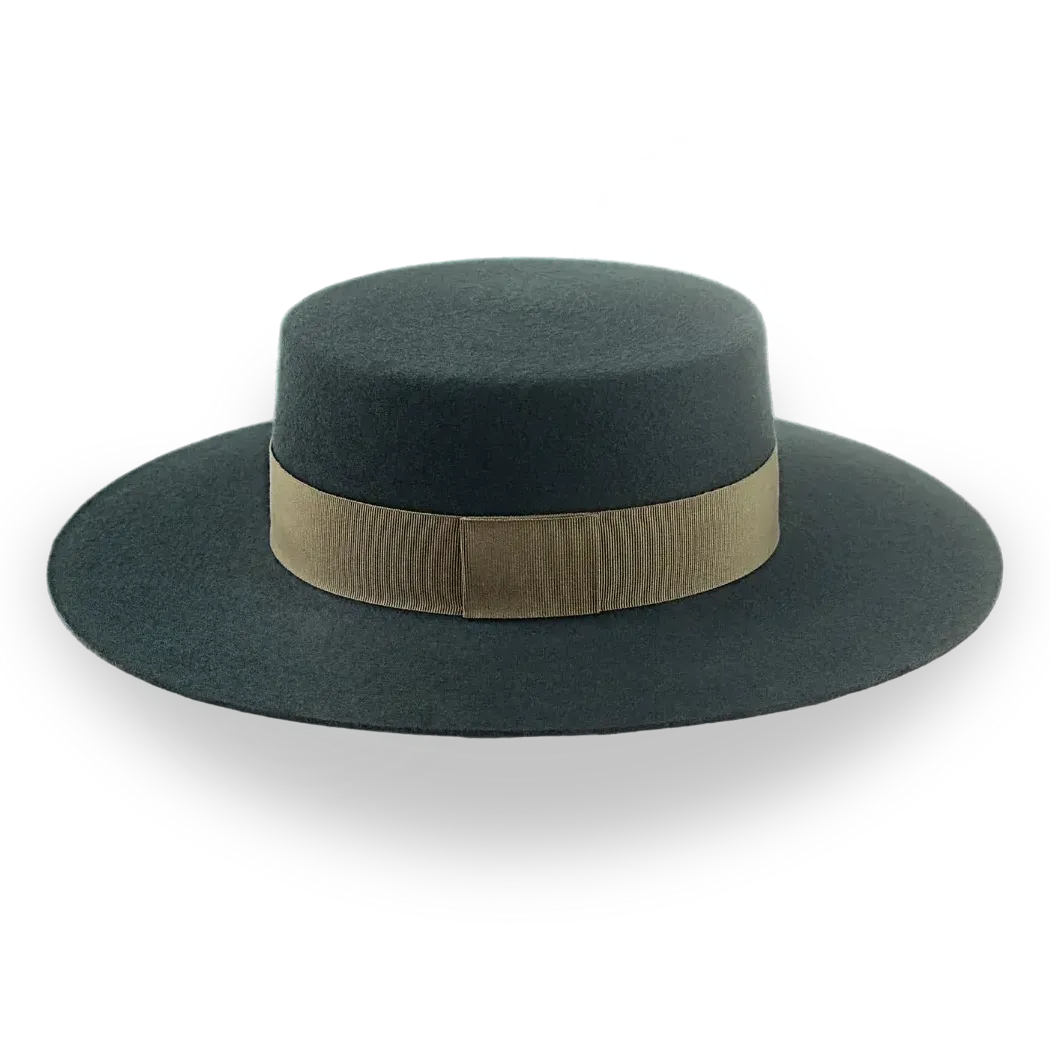 Dark Green Flat Top Western Hat in Premium Wool Felt  | The Woodsman - Agnoulita Hats 2 
