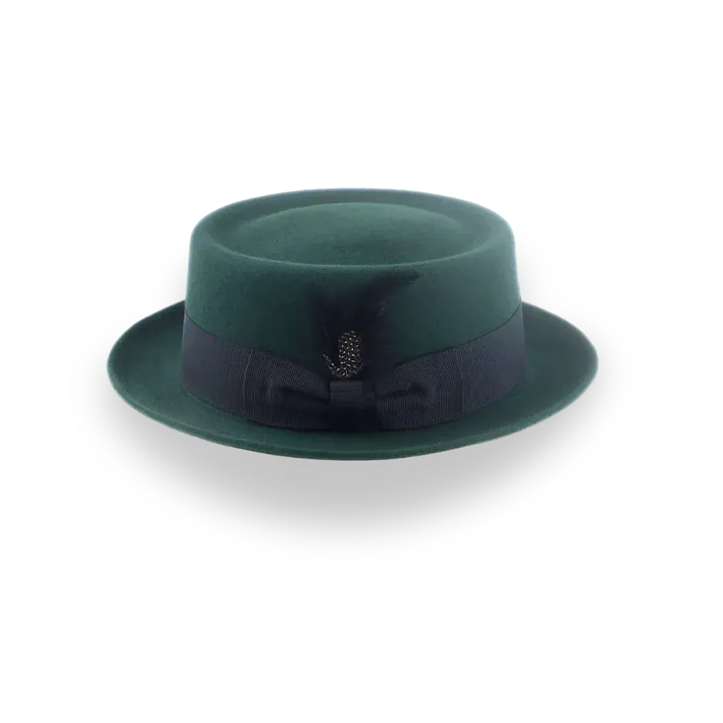Dark Green Porkpie Hat in Smooth Fur Felt | The Soloist - Agnoulita Hats 2 