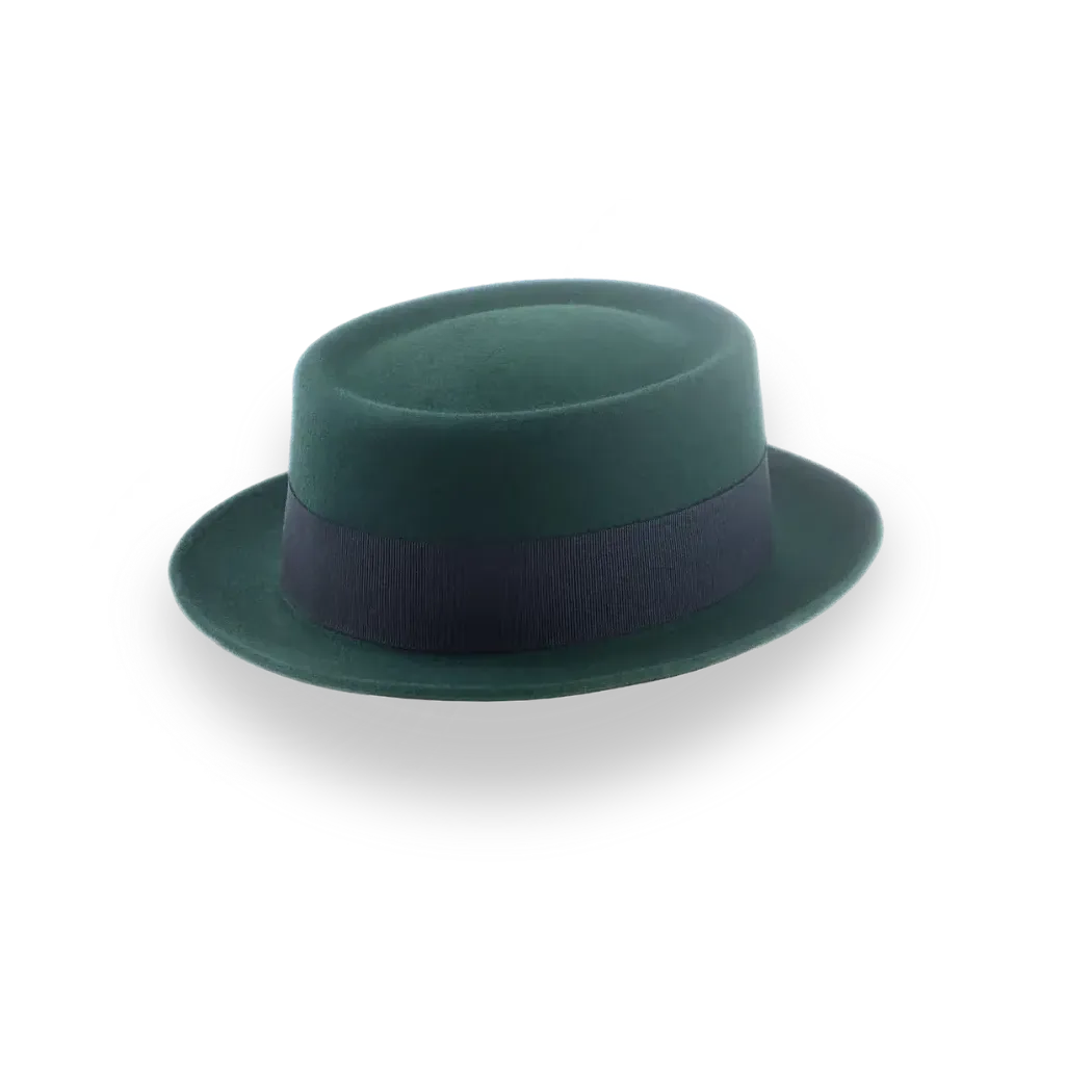 Dark Green Porkpie Hat in Smooth Fur Felt | The Soloist - Agnoulita Hats 4 