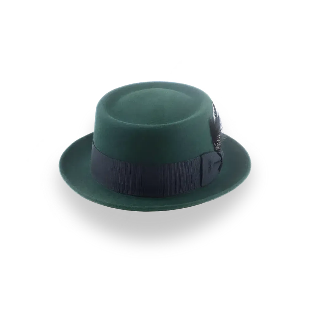 Dark Green Porkpie Hat in Smooth Fur Felt | The Soloist - Agnoulita Hats 6 