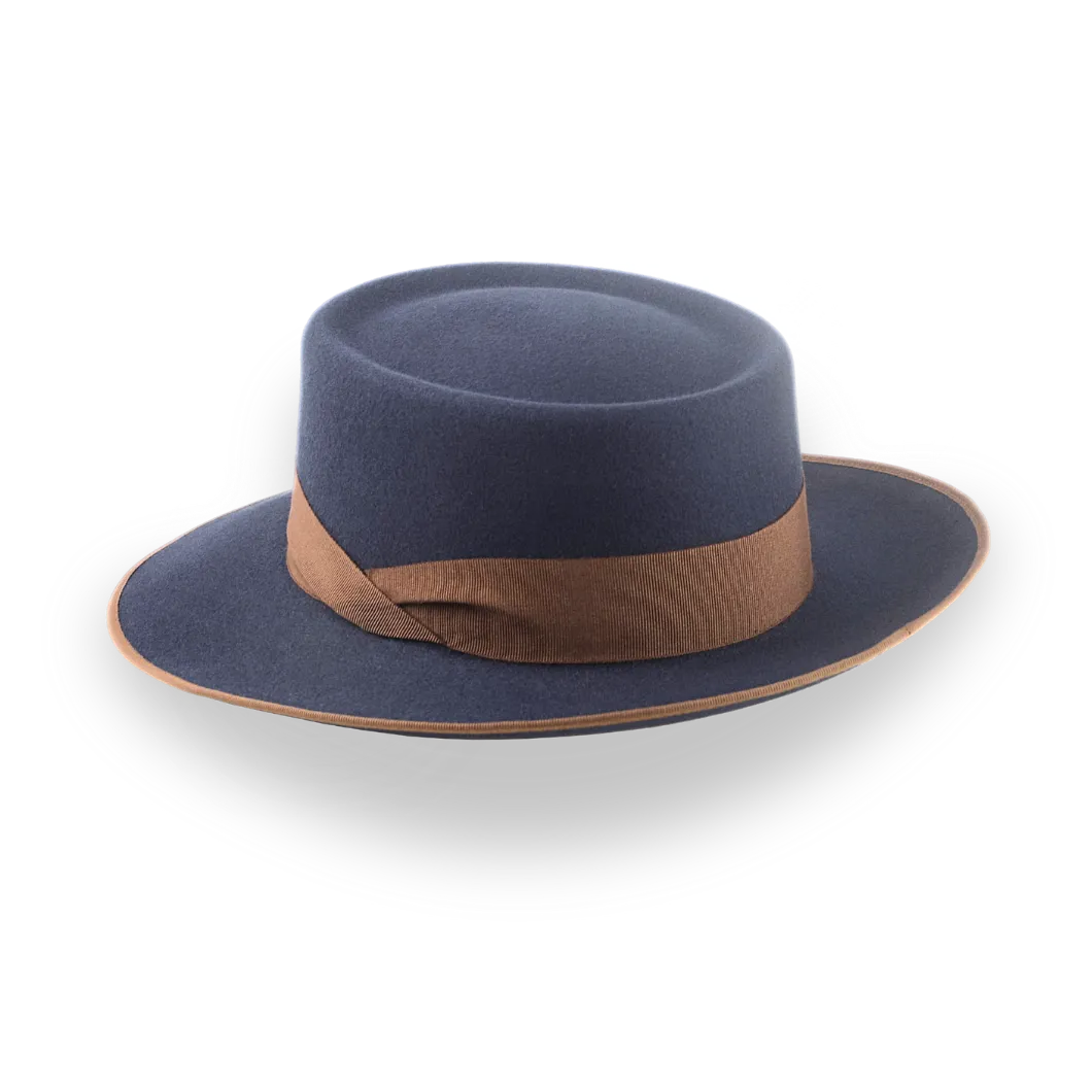 Dark Grey Telescope Wide Brim Fedora Hat For Men | The Zodiac - Agnoulita Hats 3 