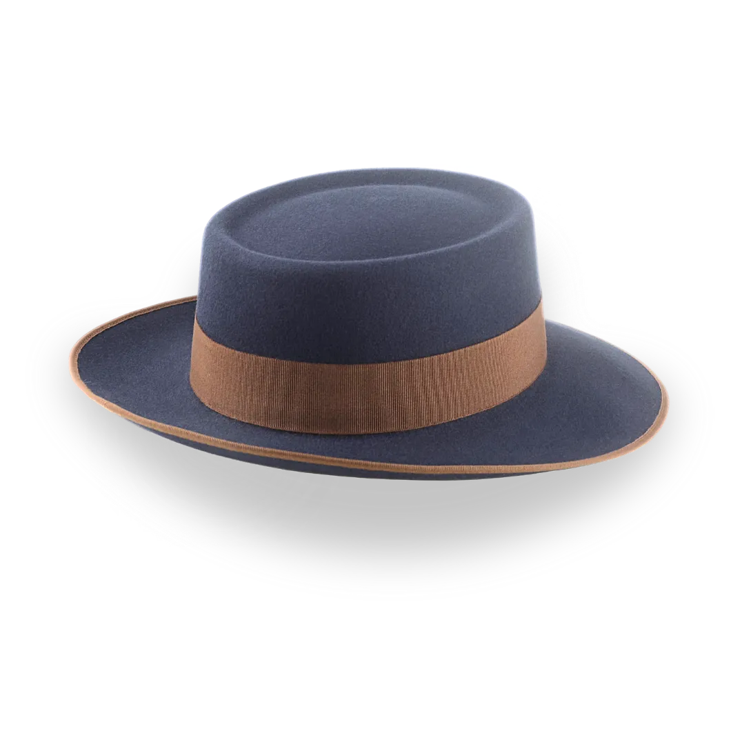 Dark Grey Telescope Wide Brim Fedora Hat For Men | The Zodiac - Agnoulita Hats 4 
