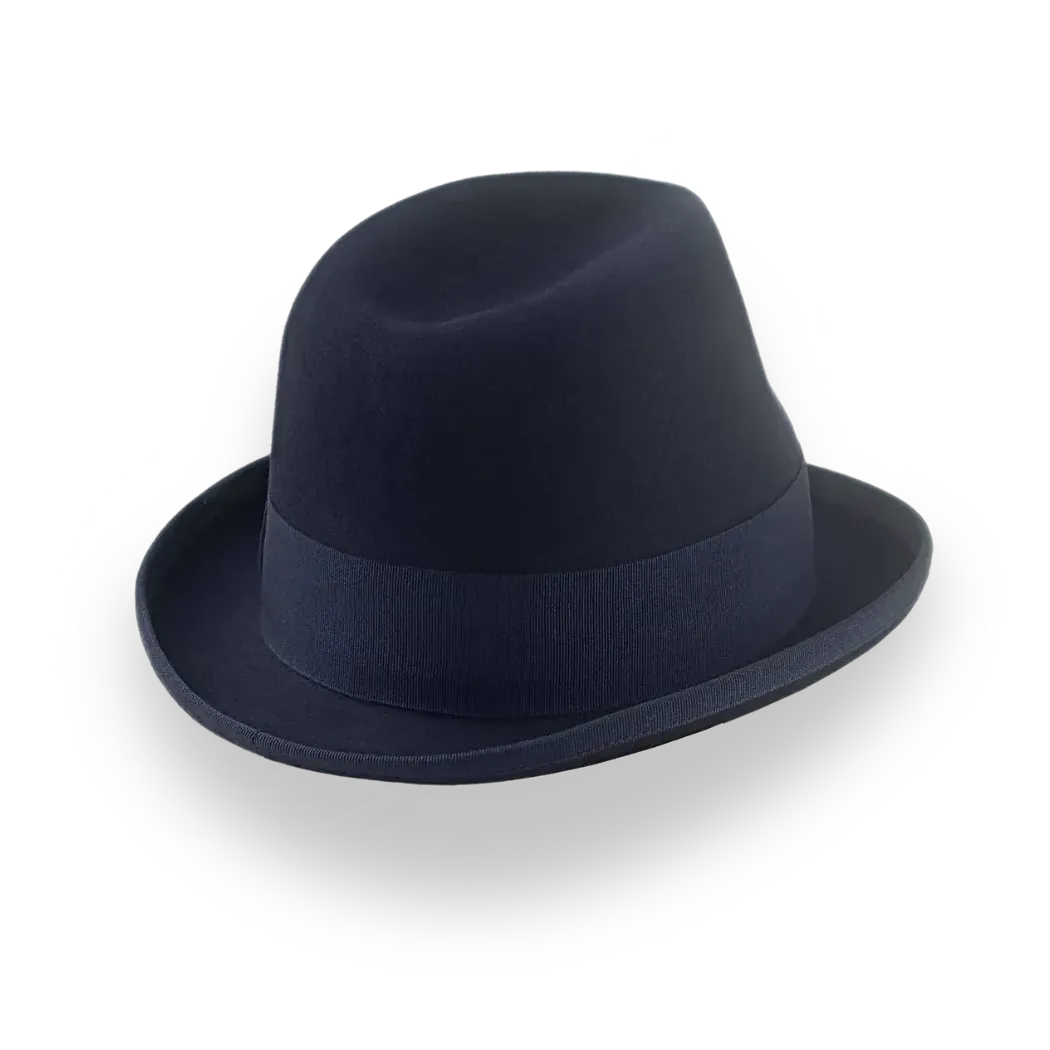 Dark Navy Blue 1920's Mens Retro Homburg Hat | The Phaeton - Agnoulita Hats 4 