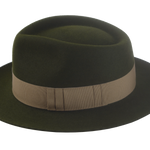 The AXEL - Teardrop Fedora For Men with Shark-Gills hatband in Loden Green Rabbit fur felt | Agnoulita Quality Custom Hats  2