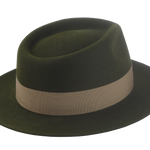 The AXEL - Teardrop Fedora For Men with Shark-Gills hatband in Loden Green Rabbit fur felt | Agnoulita Quality Custom Hats  4