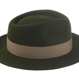 The AXEL - Teardrop Fedora For Men with Shark-Gills hatband in Loden Green Rabbit fur felt | Agnoulita Quality Custom Hats  5