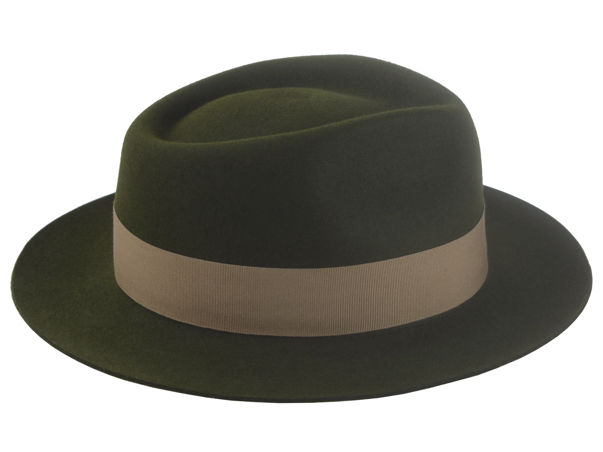 The AXEL - Teardrop Fedora For Men with Shark-Gills hatband in Loden Green Rabbit fur felt | Agnoulita Quality Custom Hats  5