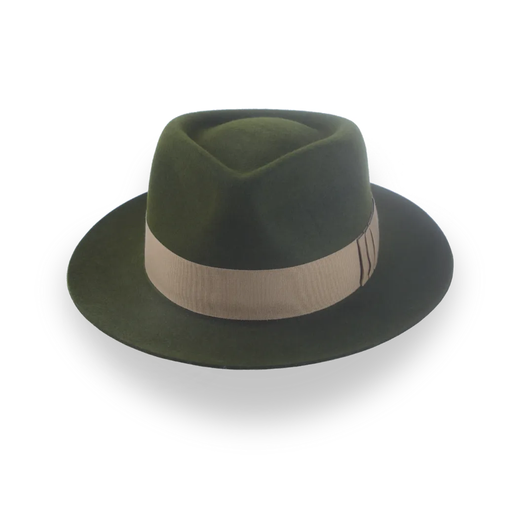 Dark Olive Green Jazz Fedora Hat for Men | The Axel - Agnoulita Hats 6 