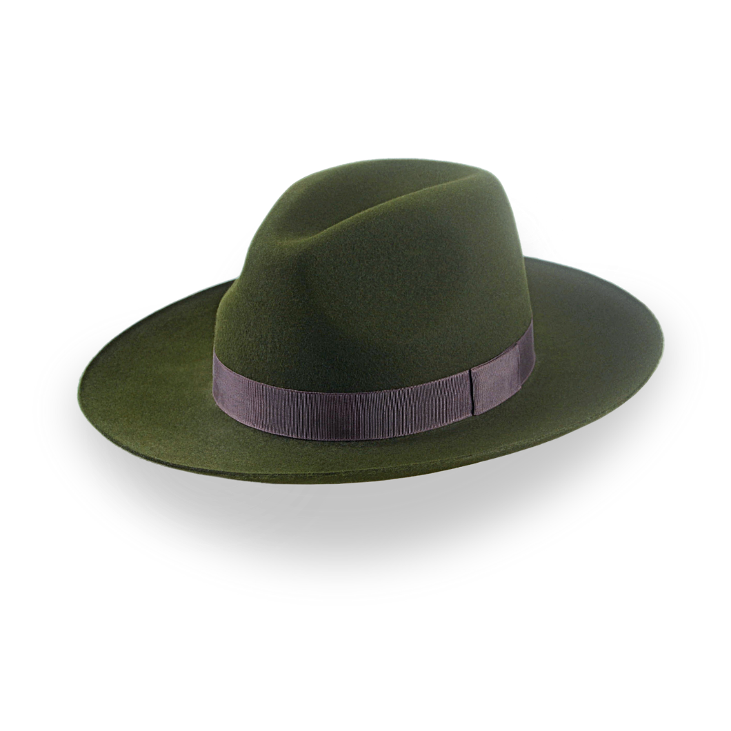 Dark Olive Green Wide Brim Outback Fedora | The Reconnoiter - Agnoulita Hats 1 