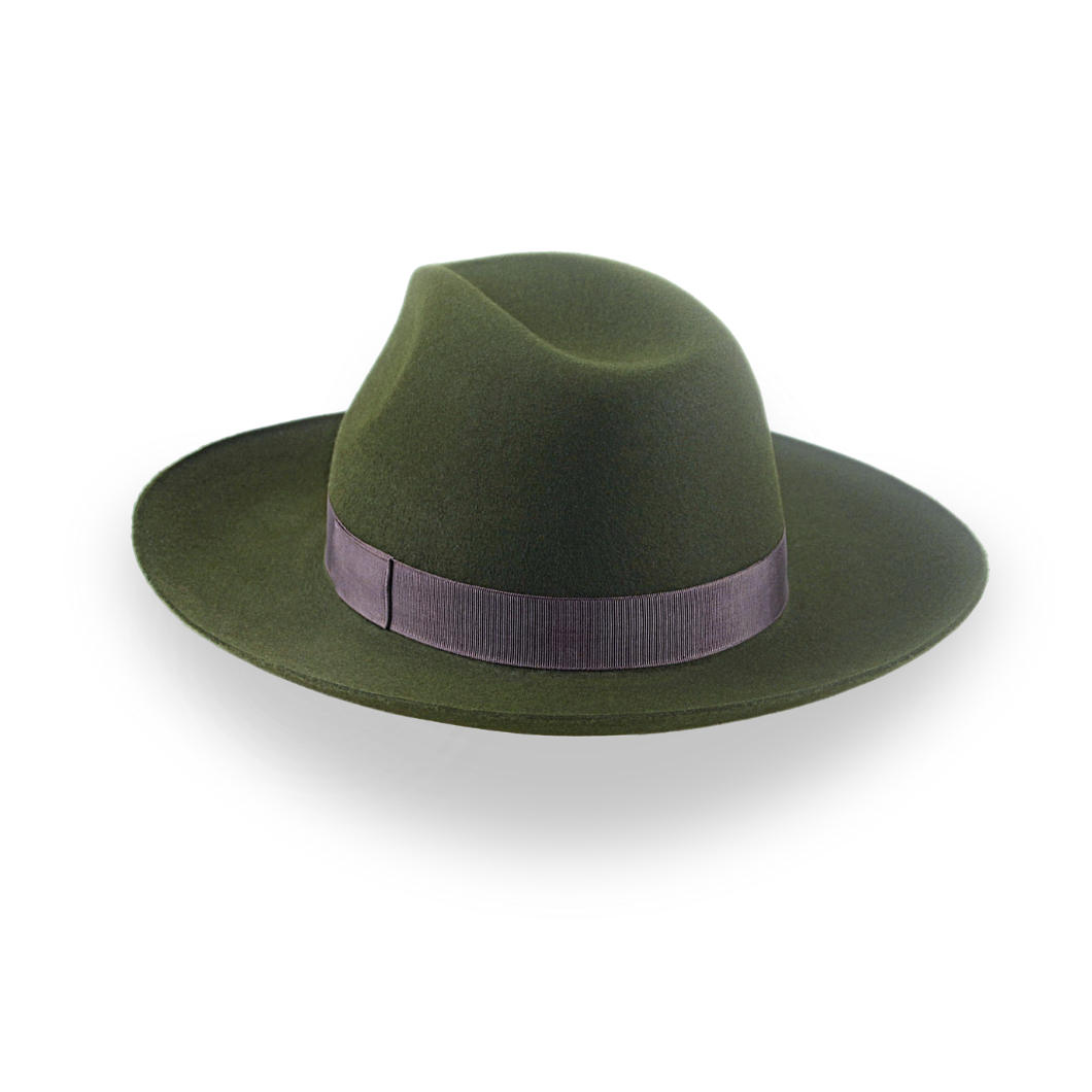 Dark Olive Green Wide Brim Outback Fedora | The Reconnoiter - Agnoulita Hats 3 