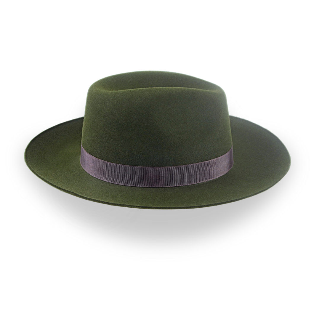 Dark Olive Green Wide Brim Outback Fedora | The Reconnoiter - Agnoulita Hats 5 